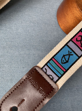 原创象形文字通用尤克里里肩带 纯手工尤克里里背带ukulele strap