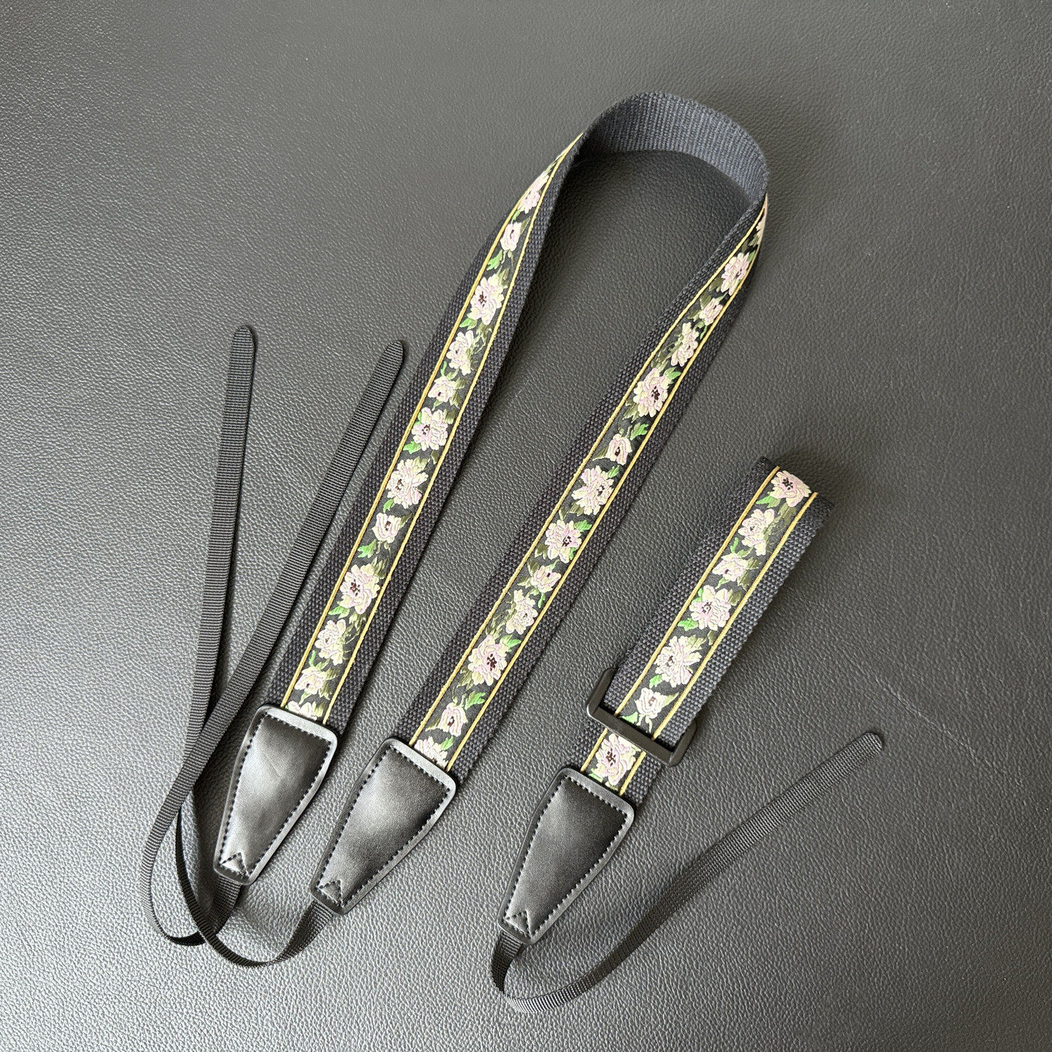 纯手作原创层次感优雅古法绣花通用相机背带相机肩带真皮皮头