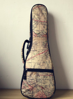 原创防水 Antique World Map地图主题加厚21寸23英寸尤克里里琴包