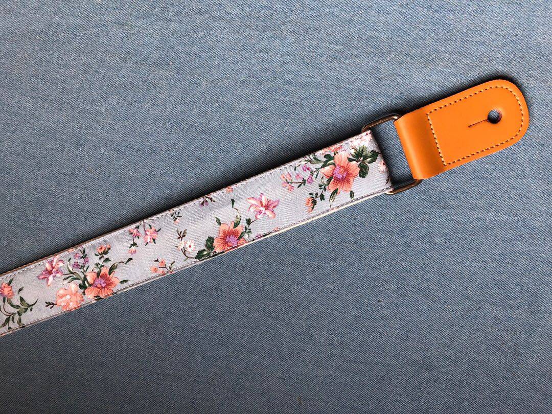 纯手工制文艺范儿雾霾蓝底色尤克里里背带ukulele strap个性肩带