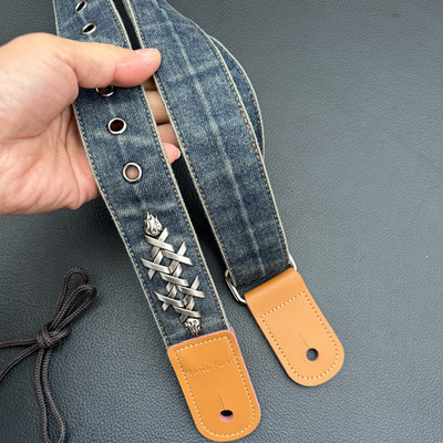 摇滚风高档复古牛仔尤克里里背带
