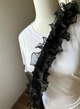 UNIKSTRAP纯手作高档黑色立体花边加宽包带斜跨包带通用替换包带