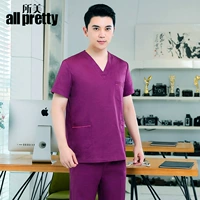 Сиреневый хлопковый комплект, короткий рукав