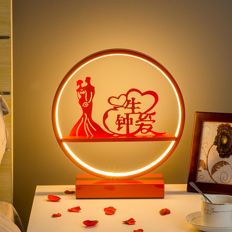 led婚庆新婚礼物结婚台灯简约创意现代客厅卧室灯ins床头台灯摆件
