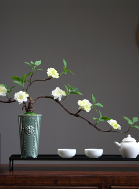 家居创意花瓶摆件新中式茶室柜子桌面装饰禅意客厅博古架铁艺陶瓷