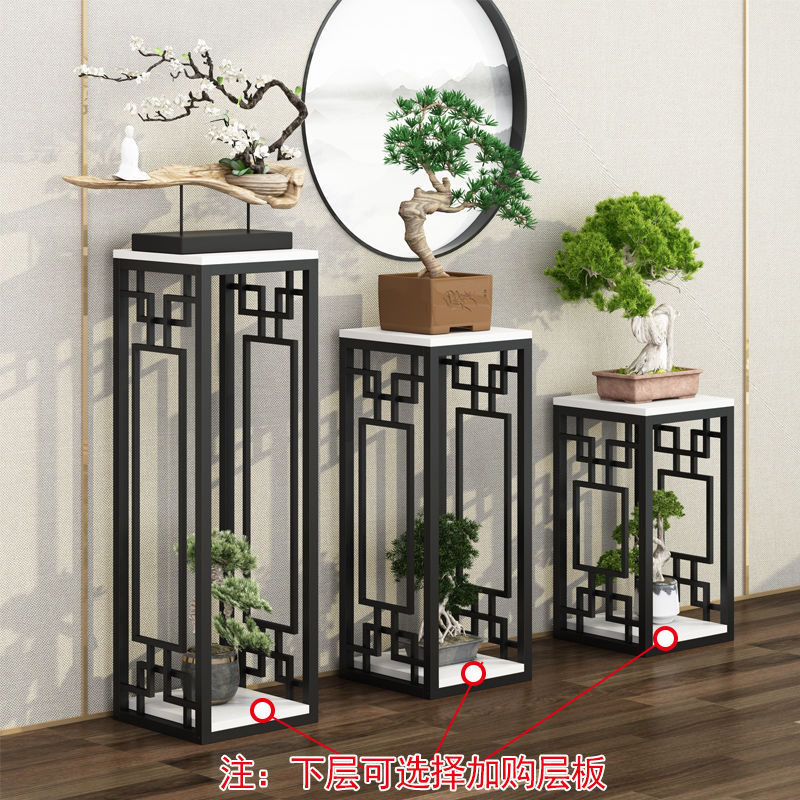 家用古典花盆架子中式花架铁艺装饰置物架阳台客厅室内多层盆景架