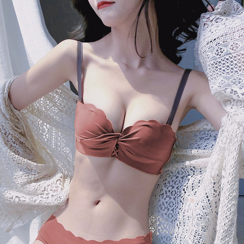 多情猫本命年红色内衣小胸聚拢无钢圈日系少女结婚文胸罩套装薄款