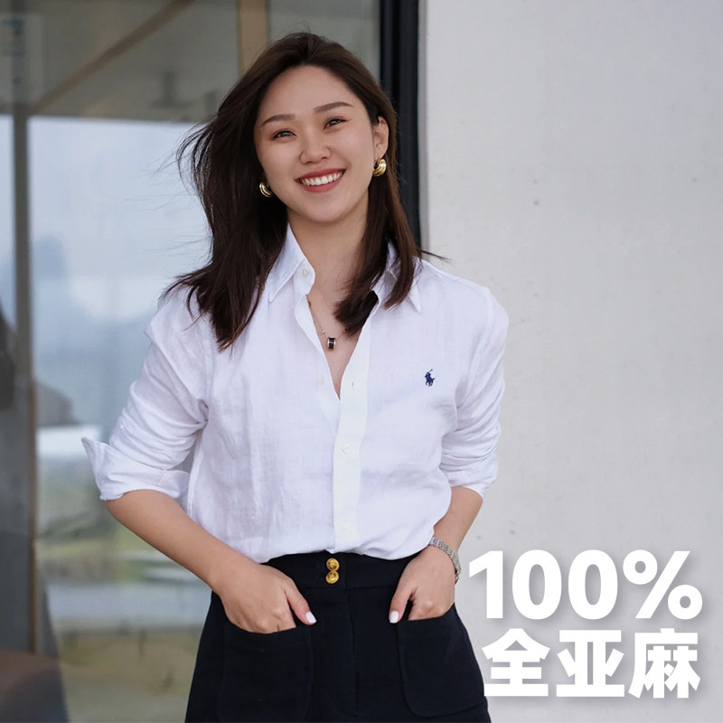 拉夫小马标亚麻衬衫长袖秋季新款