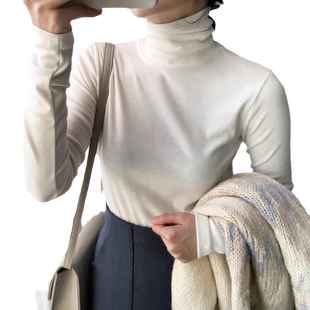 2026新款高领打底衫女内搭薄款常规长袖T恤白色学生高中少女百搭