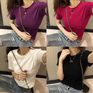 洋气超仙 百搭糖果色上衣2023春夏新款 短袖 t恤女ins潮网红宽松韩版