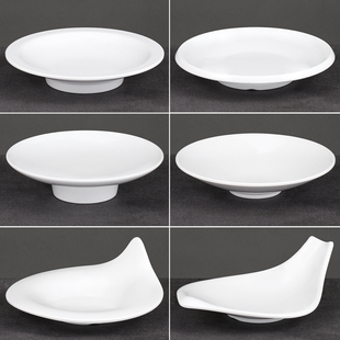密胺高脚盘仿瓷餐具酒店餐厅私房菜盘子塑料碟子凉菜盘水果盘商用