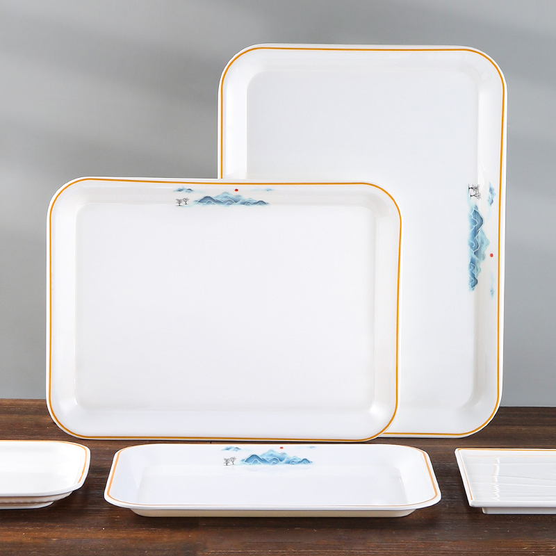 密胺托盘长方形端菜托盘塑料餐盘