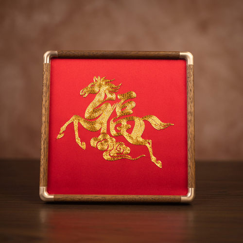 苏州刺绣中式摆件盘金绣福马摆台