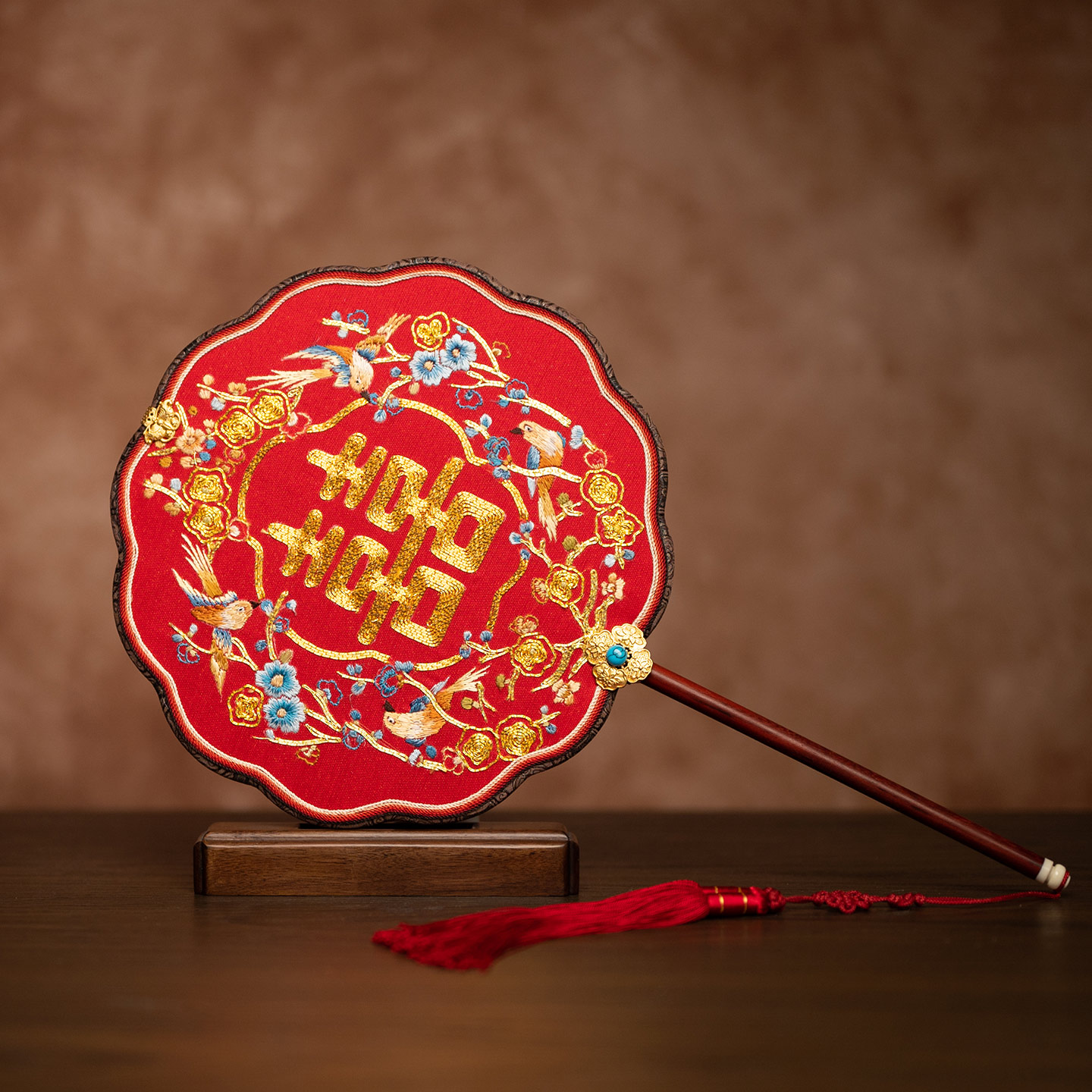 苏州刺绣中式喜扇新娘婚扇成品