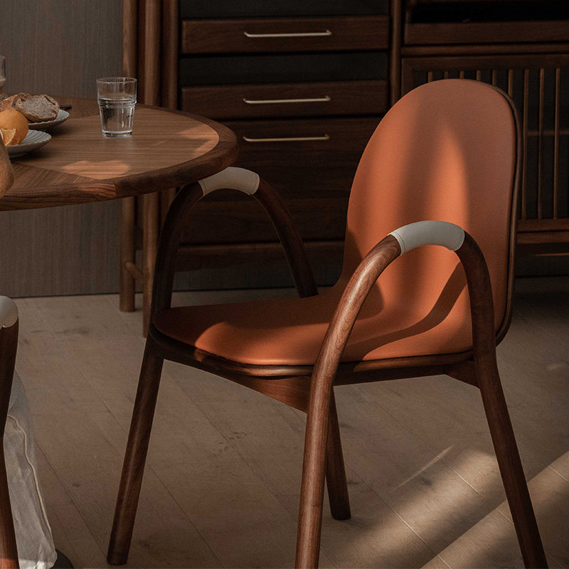 致家家居实木靠背椅子扶手餐椅