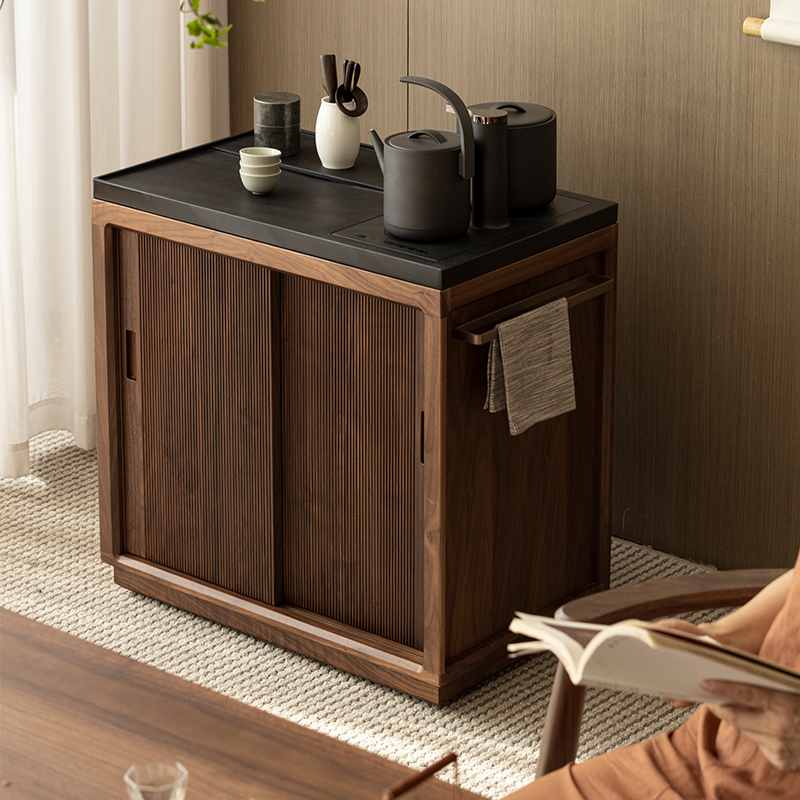 望谷茶水柜 致家家居 |黑胡桃木柜子储物柜茶边柜实木茶水柜家用