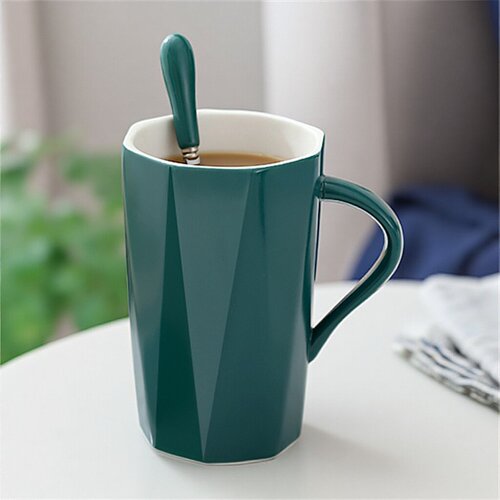 陶瓷杯子马克杯带盖勺水杯