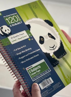 KAISA爱悦系列双孔线圈本美式复古横线笔记本2孔熊猫本考研大学生单科目厚ins风高颜值两孔凯撒A4-大本子