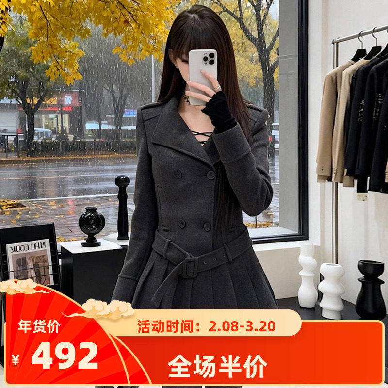 灰色西装毛呢外套女秋冬新款巨好看高级感小个子加厚呢子大衣