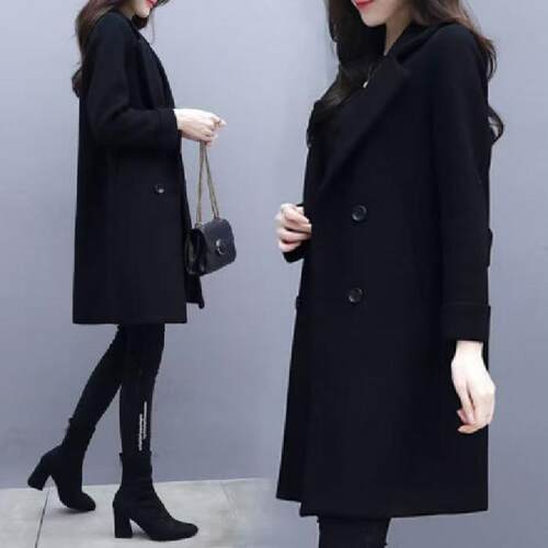 龙凤呢韩版秋冬装加厚毛呢外套女中长款黑色小个子妮子大衣女