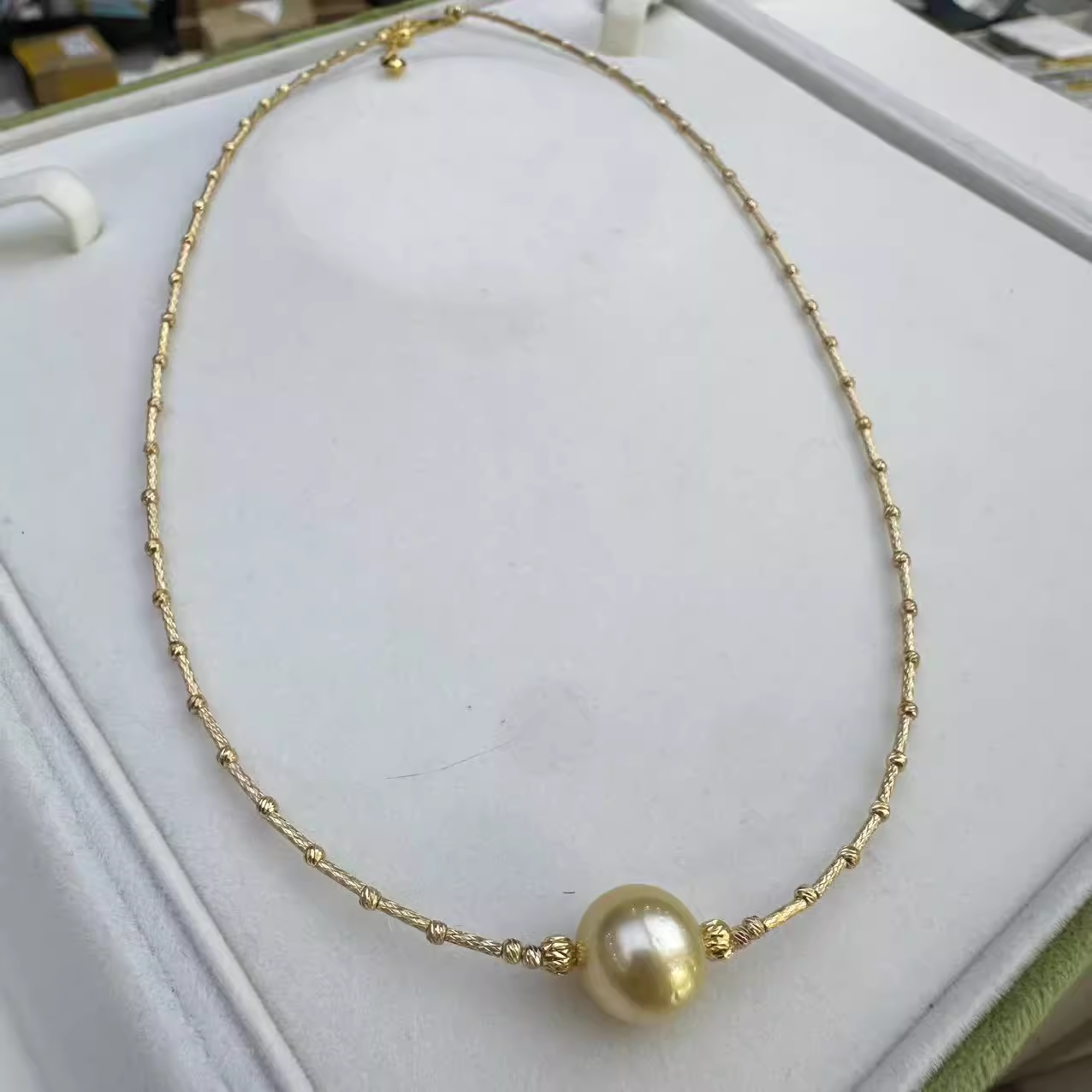 925银11-12mm海水南洋金珠珍珠节节高升项链 XL2543