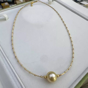 XL2543 周总专享 925银11 12mm海水南洋金珠珍珠节节高升项链