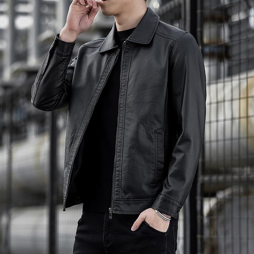 秋冬季衣服潮黑色皮外套