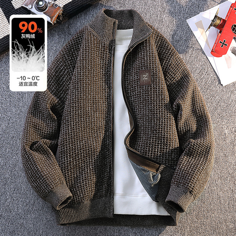 复古立领针织开衫男秋冬潮流