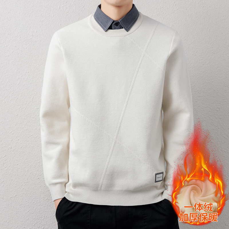 秋冬季假两件针织衫毛衣一体绒