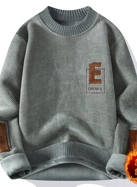 秋冬款男士加绒加厚保暖卫衣内搭2025青少年刺绣一体绒雪尼尔打底