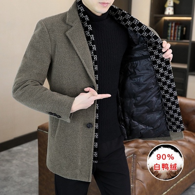 侨迪蒙拉潮西装领白鸭绒羽绒服
