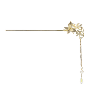 超仙新中式垂吊感发簪盘发流苏步摇发簪古风高级汉服旗袍发钗花朵