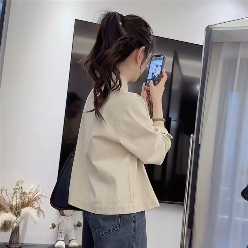 小个子短款衬衫外套女薄款2025春季新款韩版休闲 宽松百搭夹克上