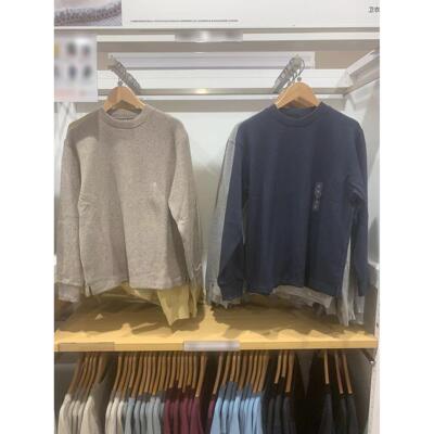 日系男装柔软针织摇粒绒高领套头衫长袖T恤休闲保暖打底衫y479791