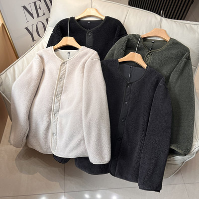 日单男女装秋冬防风羊羔绒摇粒绒圆领抓绒开衫长袖外套男481183