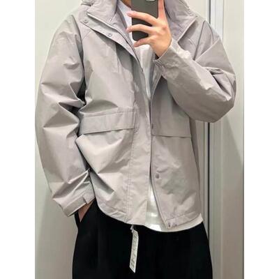 日单新款男女情侣款防风立领茄克外套夹克休闲宽松连帽外套475038