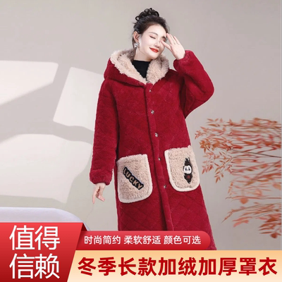 2025冬季新款加绒加厚罩衣棉衣外套女不臃肿连帽保暖棉袄四川省服