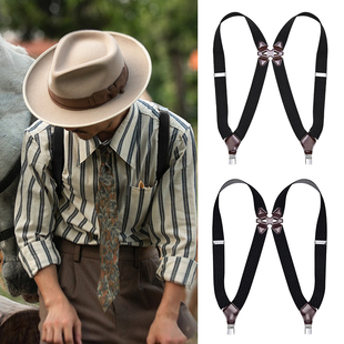 夹吊带后背式 英伦复古枪套式 带男式 吊裤 背带 背带夹简约绅士西裤