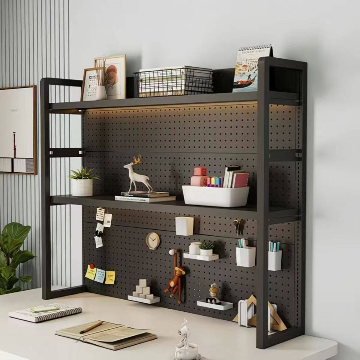 洞洞板书架收纳桌面多层铁艺架子学生学习桌电脑桌办公桌置物架,商业/办公家具,置物架/陈列架/储物架/展示架,淘宝优惠券,粉丝福利购,淘宝优惠卷