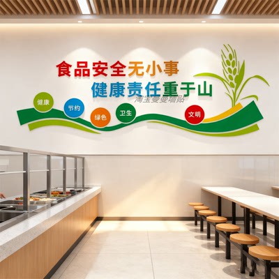 食品安全墙贴公司学校食堂饭店餐厅文化墙面装饰厨房文化标语贴纸