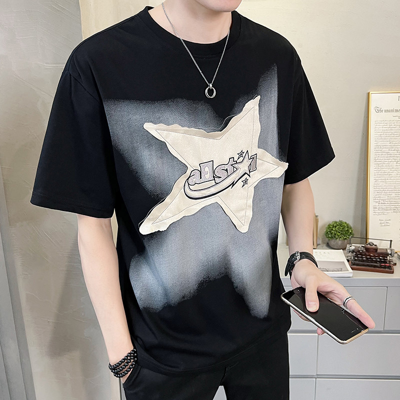 2023新款夏季短袖T恤男潮牌印花卡通男装半袖A313-7828-P48控价69,男装T恤,电商A313