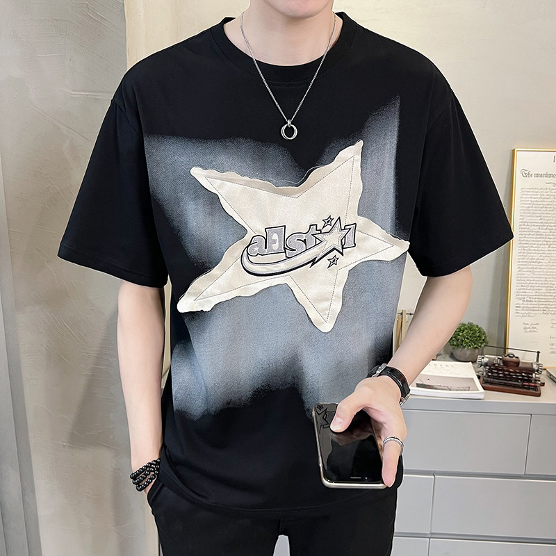 2023新款夏季短袖T恤男潮牌印花卡通男装半袖A313-7828-P48控价69图片