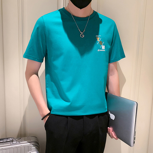 2023新款夏季短袖T恤男潮牌印花圆领半袖体恤  A313-5822-P48图片