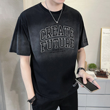2023新款夏季短袖T恤男渐变潮牌刺绣纯体恤A313-7828-P58，男装T恤，电商A313