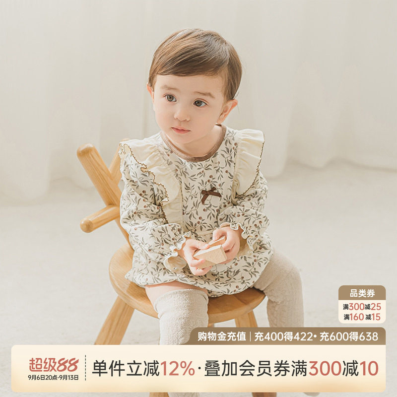 乖奇熊女宝宝春秋季长袖包屁衣图片