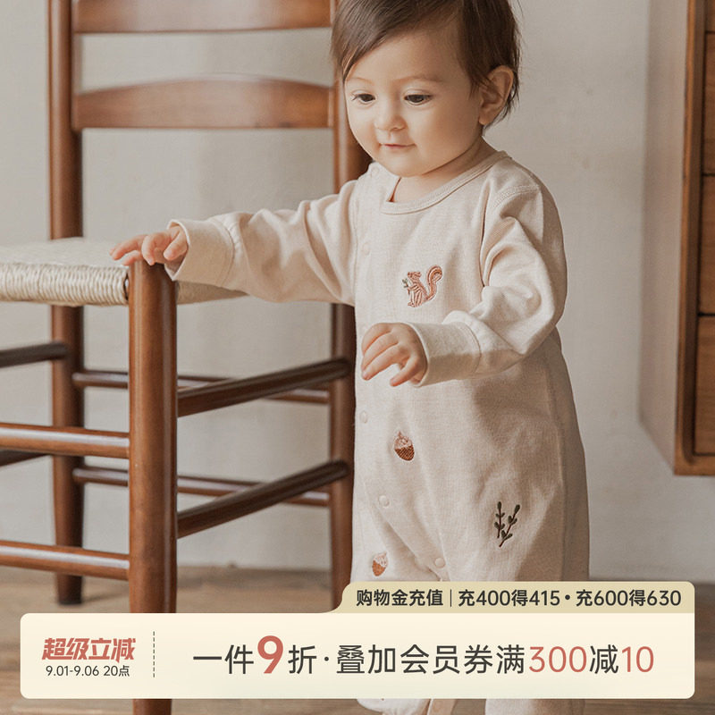 乖奇熊婴儿宝宝春秋季纯棉连体衣图片