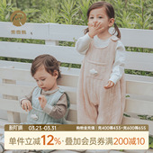 抑菌宝宝外穿裤 夹丝发热保暖连体长裤 子 秋冬季 乖奇熊婴幼儿背带裤