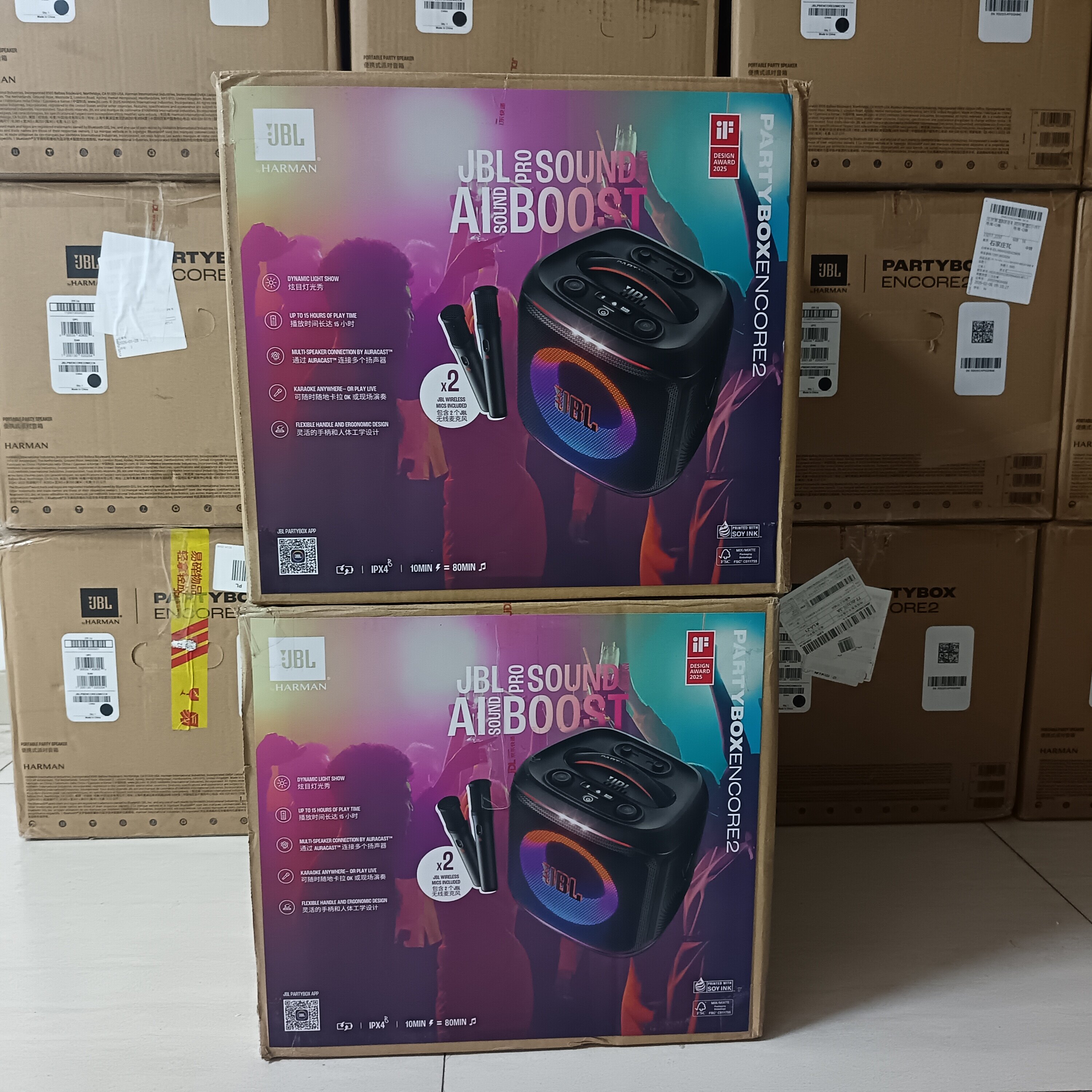 JBL Partybox Encore2战将欢唱版2代蓝牙音响户外派对便携K歌音箱