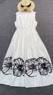 欧洲站2025年新款时尚高档百搭高定轻奢通勤纯麻连衣裙