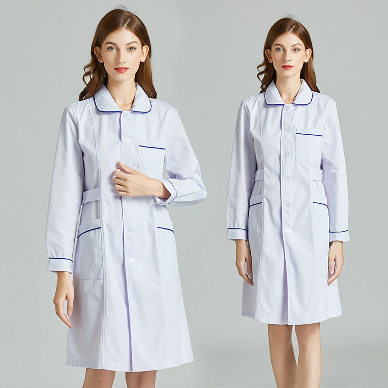 长短袖娃娃领蓝边医院药房护士服图片